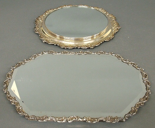 Appraisal: - Continental silver rimmed centerpiece plateau marked Portugal x and