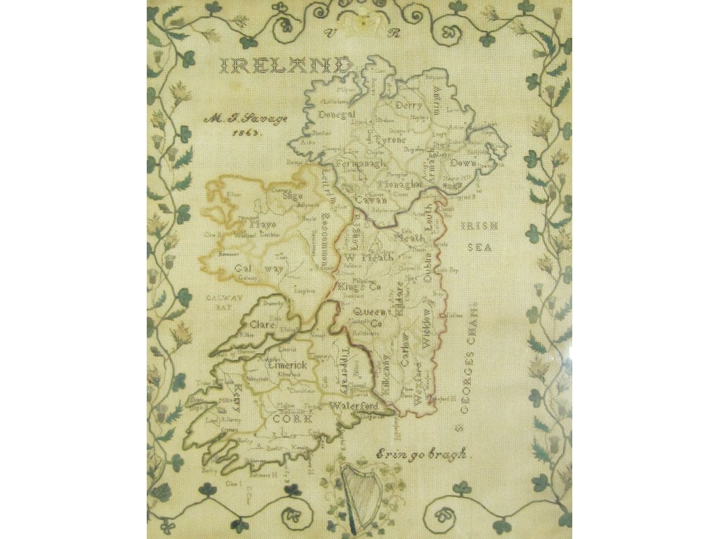 Appraisal: An Irish silk embroidered panel of Ireland woven by M