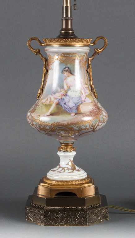 Appraisal: French gilt-metal-mounted porcelain vase mounted as a lamp late th