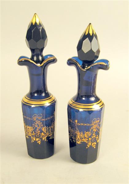 Appraisal: Pair of Bristol glass cruet bottles late th century The