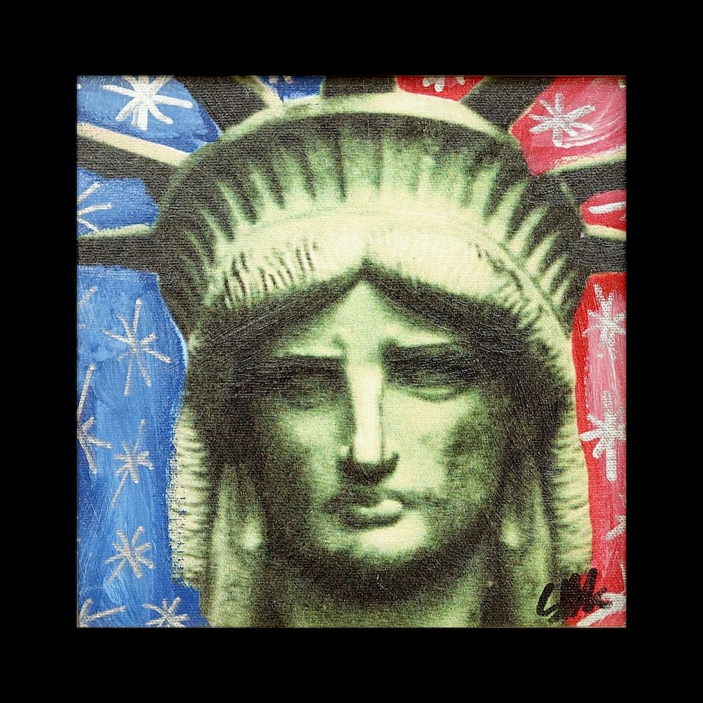 Appraisal: Pop Art Lady Liberty Pop Art Canvas Print With Hand