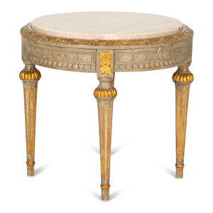 Appraisal: A Louis XVI Style Painted Stone-Top Occasional Table th Century