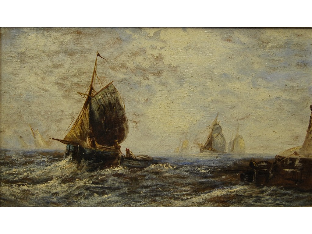 Appraisal: th century English School - Fishing boats off the coast