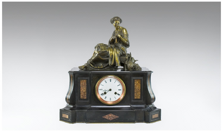 Appraisal: Victorian Black Marble Clock by Joseph Penlington Day Striking Movement