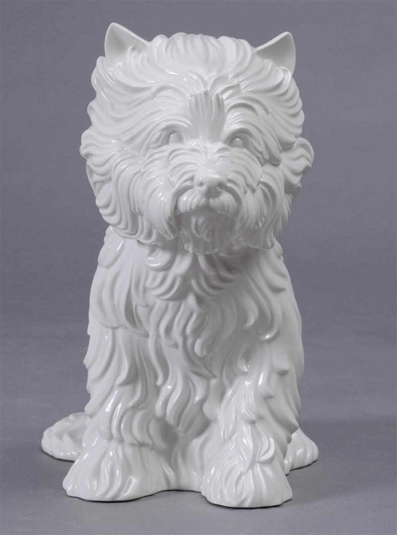 Appraisal: JEFF KOONS AMERICAN b VASE PUPPY Glazed ceramic signed in