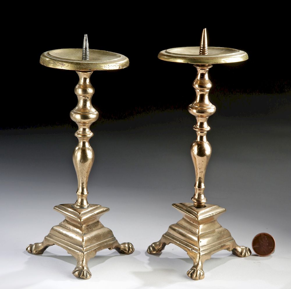 Appraisal: Lot of Matching Spanish Brass Candlesticks - ca Europe Spain