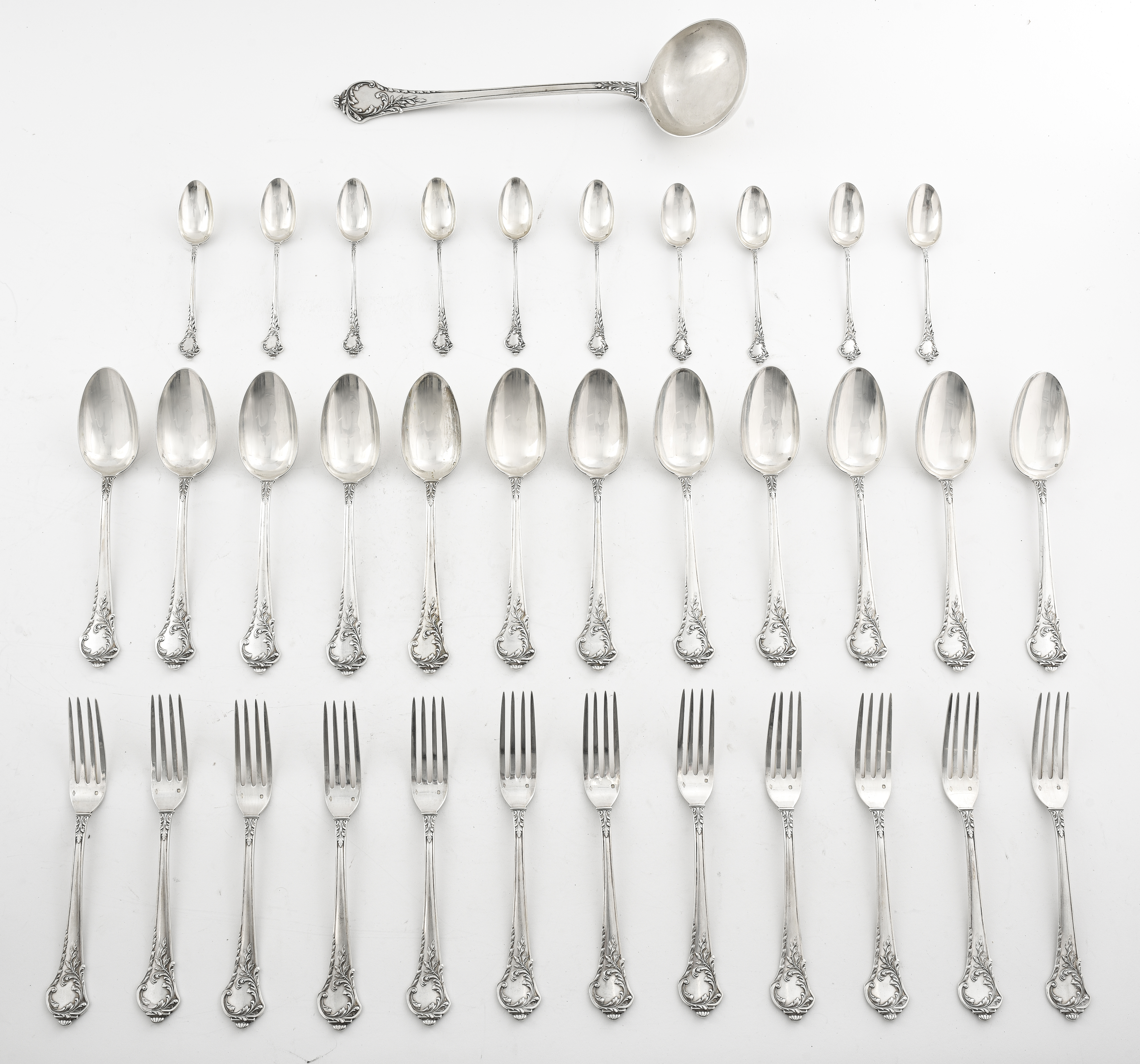 Appraisal: ALPHONSE DEBAIN FRENCH SILVER FLATWARE PCS Alphonse Debain French silver