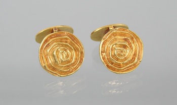 Appraisal: A Pair of Heavy k Gold Cufflinks k yellow gold