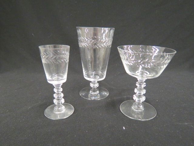 Appraisal: pc Cut Crystal Stemware Service for with extras plates excellent