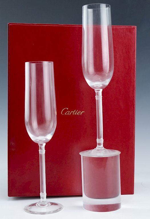 Appraisal: Cartier Des Must Crystal PAIR of Champagne Flutes New in