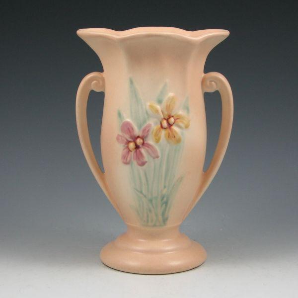 Appraisal: Hull Iris handled vase in cream Marked Hull USA -