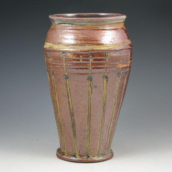 Appraisal: Basch Studio pottery vase with incised decoration Signed Basch Mint