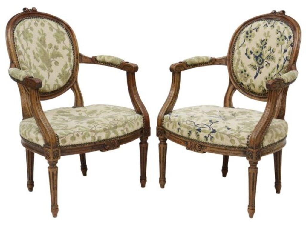 Appraisal: lot of French Louis XVI style armchairs early th c