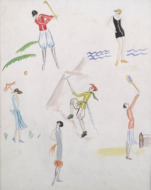 Appraisal: xe x ac xa A sheet of watercolour sporting figures