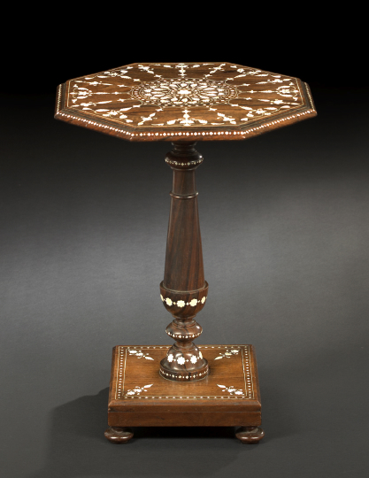 Appraisal: Anglo-Colonial Rosewood and Bone-Inlaid Occasional Table third quarter th century