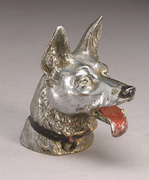 Appraisal: An Alsatian dog mascot by Devenet French s signed chrome