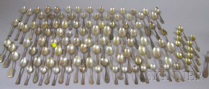 Appraisal: Large Group of Victorian Mostly Sterling and Coin Silver Teaspoons