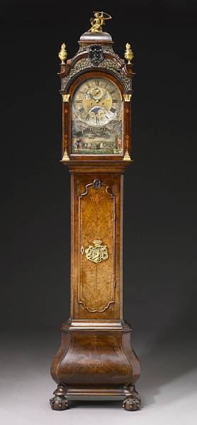 Appraisal: A good Dutch inlaid walnut automaton tall case clock Henricus