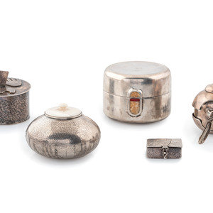 Appraisal: Group of Southwester-style Silver Lidded Boxes second half th century