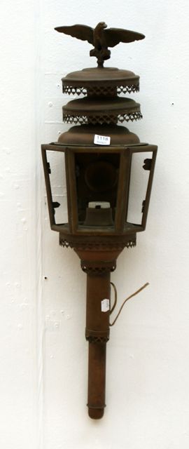 Appraisal: A brass carriage lantern converted for electricity