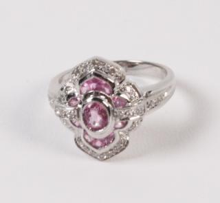 Appraisal: K DIAMOND AND PINK TOURMALINE LADY'S RING K WHITE GOLD