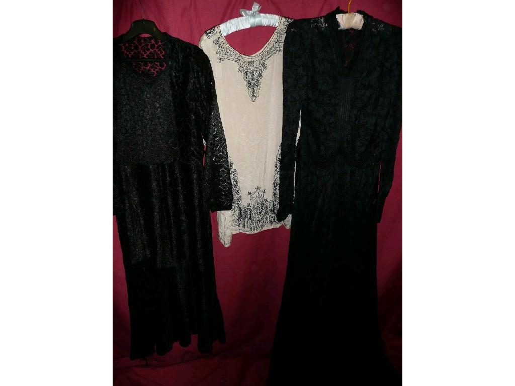 Appraisal: Two black lace vintage dresses one with matching jacket plus