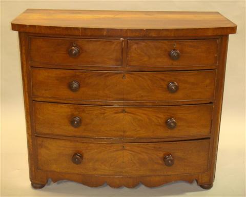 Appraisal: WILLIAM IV MAHOGANY CHEST OF DRAWERS th century the shaped