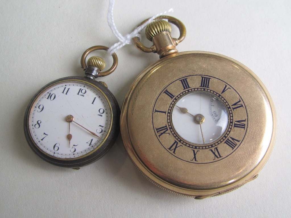 Appraisal: Lot comprising a rolled gold half hunter pocket watch and