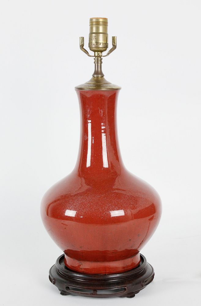 Appraisal: Chinese Oxblood Porcelain Lamp Chinese Oxblood Porcelain Lamp Height in