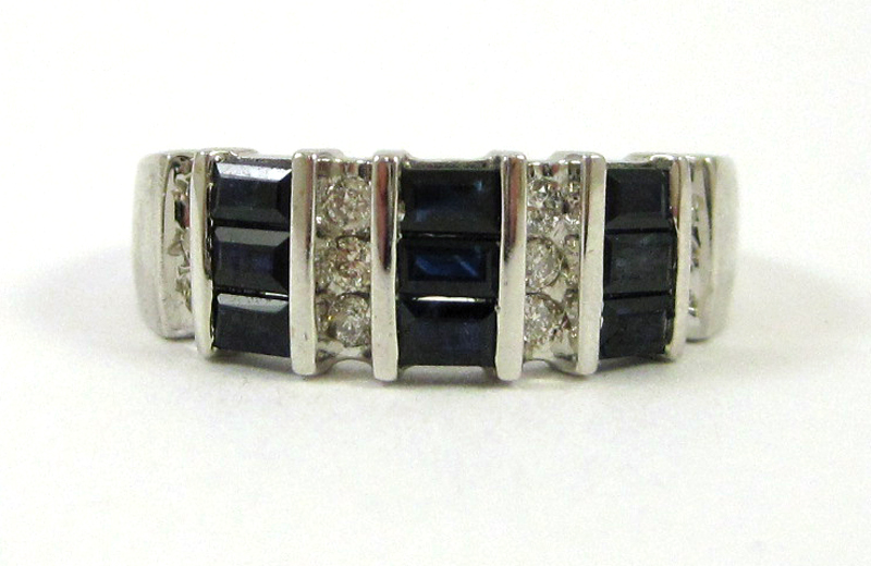 Appraisal: SAPPHIRE DIAMOND AND FOURTEEN KARAT GOLD RING The white gold