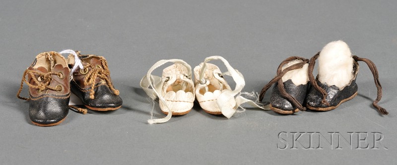 Appraisal: Three Pairs of Small Doll Shoes late th century all