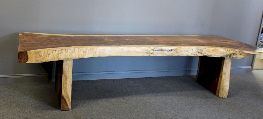 Appraisal: Vintage Nakashima Style Slab Top Dining Table Great looking and