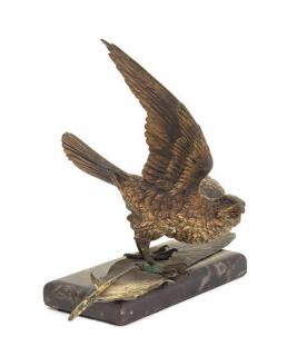 Appraisal: An Austrian Cold Painted Bronze Model of a Bird depicted