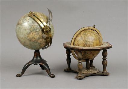 Appraisal: Two Table Terrestrial Globes One with later painted decoration the