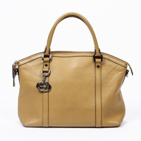 Appraisal: Gucci Convertible tote in light tan grained leather with Ruthenium