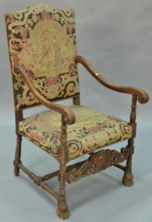 Appraisal: Jacobean style occasional chair with needlepoint and petit point upholstery