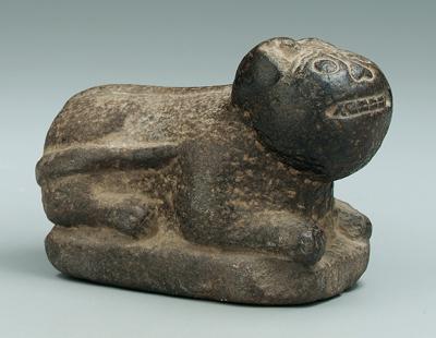 Appraisal: Carved stone recumbent cat possibly Central or Latin American -