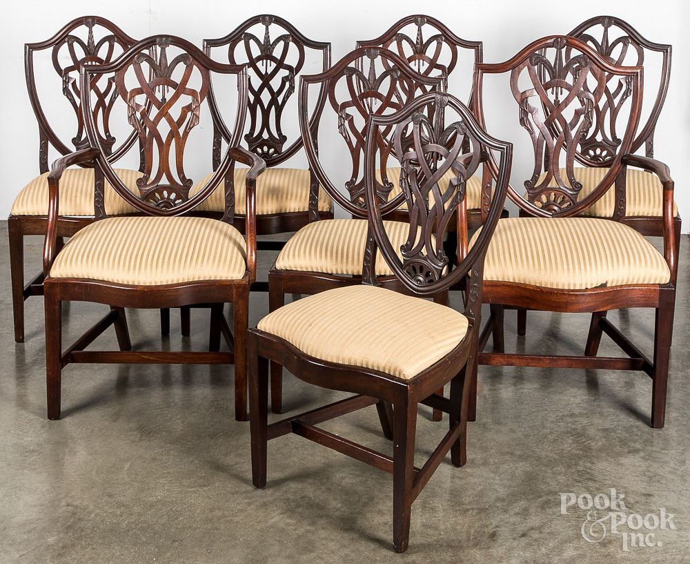 Appraisal: Set of eight Hepplewhite style dining chairs Set of eight