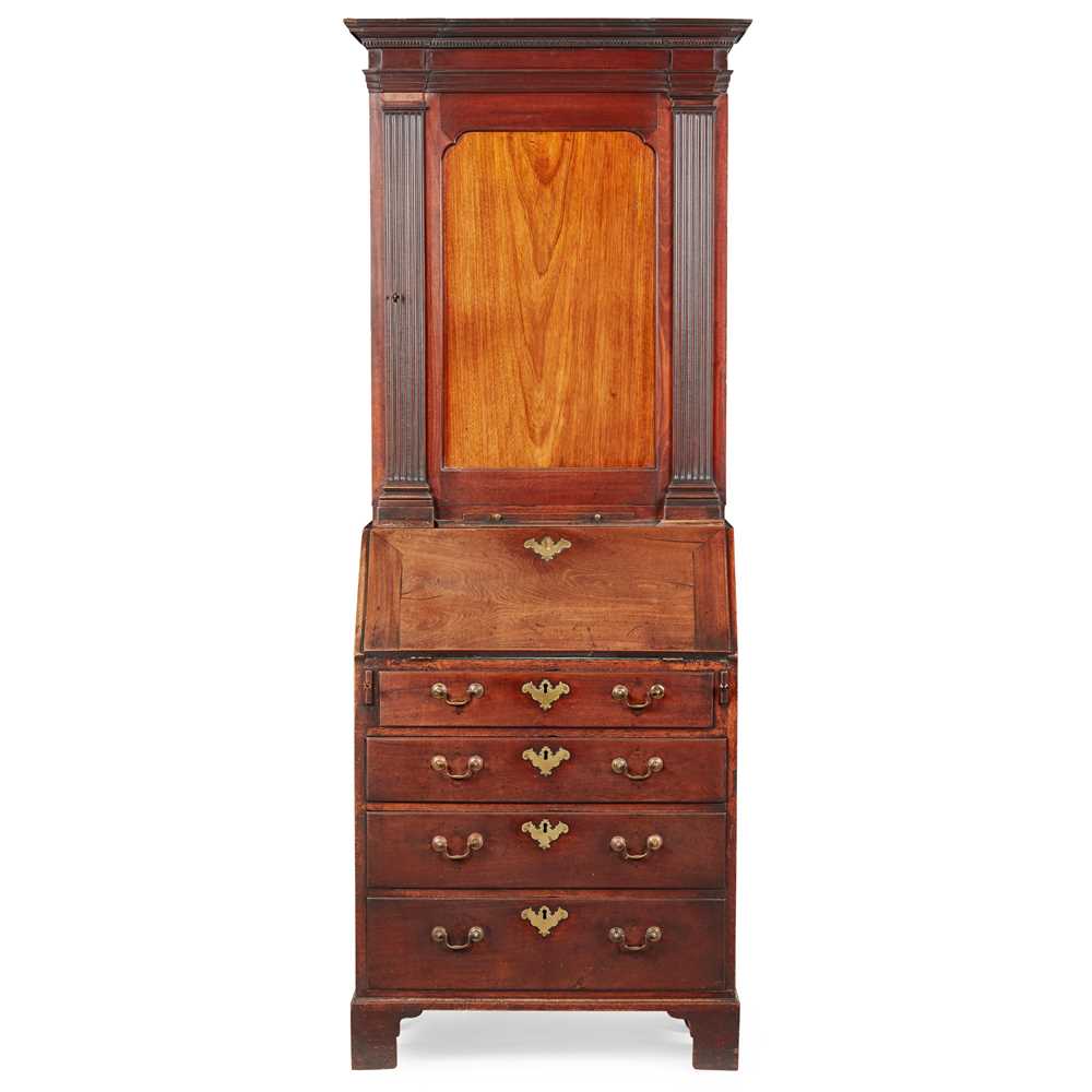 Appraisal: LATE GEORGE II MAHOGANY BUREAU BOOKCASE MID TH CENTURY of