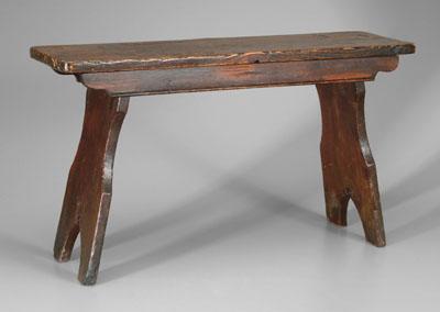 Appraisal: Pine trestle-form bench pine throughout with through-tenon construction American th