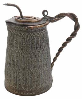 Appraisal: Finely Crafted Brass and Copper Snake Decorated Coffeepot Southeast Asian