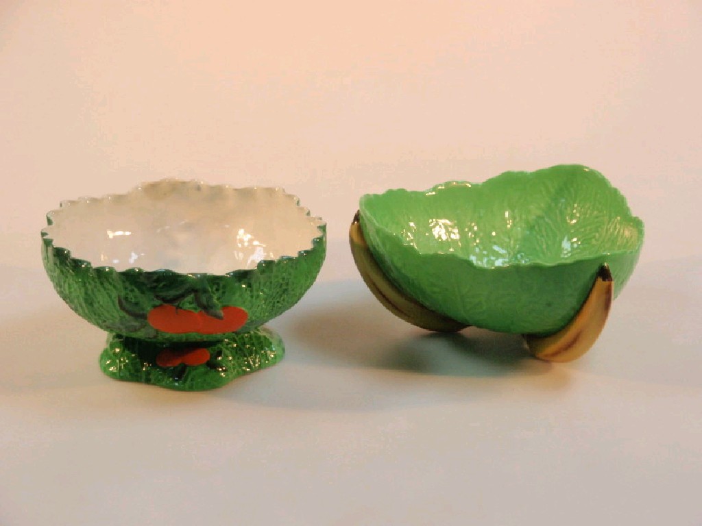 Appraisal: A Carltonware leaf moulded salad bowl raised on three banana