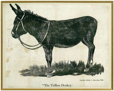 Appraisal: quot The Tailless Donkey quot banner from the pin the