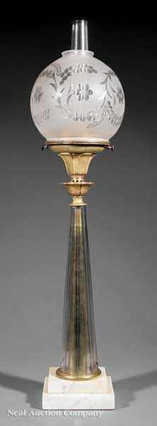 Appraisal: An American Bronze and Cut Glass Solar Lamp early th