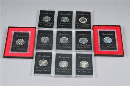 Appraisal: ELEVEN EISENHOWER SILVER DOLLARS All are in plastic cases two