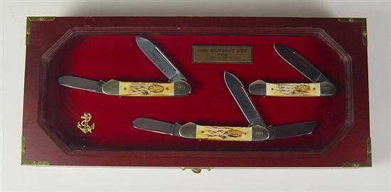 Appraisal: Case Knife - Gunboat Set Set of three Case folding