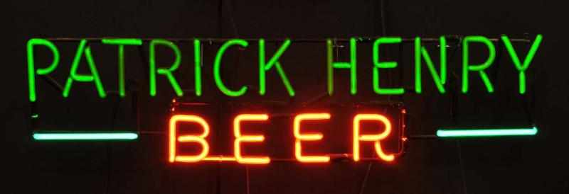 Appraisal: Patrick Henry Beer Neon Sign Description s Green blue and