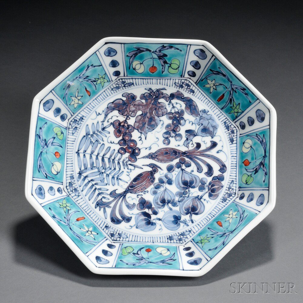 Appraisal: Ono Shouji b Octagonal Plate Japan contemporary decorated with a