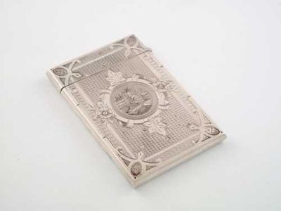 Appraisal: A th century American card case with engraved and engine