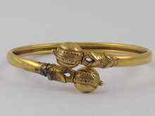 Appraisal: A yellow metal tests ct gold Victorian bangle